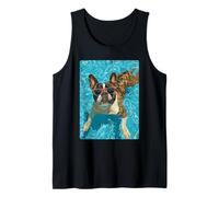 Funny French Bulldog in Sunglasses Cool Dog Swimming Summer Tank Top