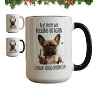 Funny French Bulldog Middle Finger Coffee Mug, Hilarious French Bulldog Graphic, Dog Coffee Mug with Middle Finger, Funny Dog Lovers Cup, Christmas 2025 Gifts for Friends, Coworkers (Black)