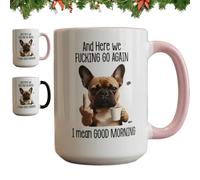 Funny French Bulldog Middle Finger Coffee Mug, Hilarious French Bulldog Graphic, Dog Coffee Mug with Middle Finger, Funny Dog Lovers Cup, Christmas 2025 Gifts for Friends, Coworkers (Pink)