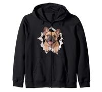 Funny French Bulldog Peeking Cute Dog Lover Mom Dad Zip Hoodie
