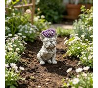 Funny French Bulldog Planter Pot, Resin Creative Dog Flower Pot, Garden Decor Dog Statue Pot for Outdoor Plant Container (White_B)