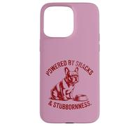 Funny French Bulldog Shirt Powered by Snacks & Stubbornness Case for iPhone 15 Pro Max