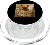Funny French BullDog Sitting on the Toilet Reading Newspaper PopSockets PopGrip for MagSafe