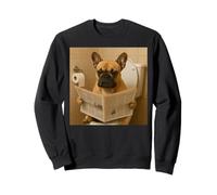 Funny French BullDog Sitting on the Toilet Reading Newspaper Sweatshirt