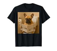 Funny French Bulldog Sitting on The Toilet Reading Newspaper T-Shirt
