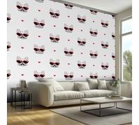 Funny French Bulldog Wallpaper, Heart Cartoon Puppy Pet Wallpaper for Living Room, Bedroom, Non-Woven Decor Wall Paper, Photo Mural Dining Room, Hallway, Lounge, 300 x 210 cm A58