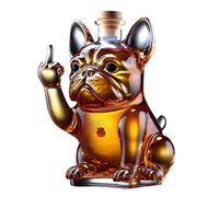 Funny French Bulldog Whiskey Bottle, 3D Middle Finger French Bulldog Whiskey Decanter, Dog Whiskey Wine Glass Bottle, Unique Middle Finger Dog Wine Glass Bottle, For Bar, Office, Home Decor(A)