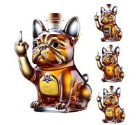 Funny French Bulldog Whiskey Bottle, Bulldog Shaped Glass, 3D Middle Finger Dog Wine Bottle - Unique Whiskey Decanter Gift for Men, Dad, Bar & Home Decor (C)