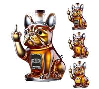 Funny French Bulldog Whiskey Bottle, Bulldog Shaped Glass, 3D Middle Finger Dog Wine Bottle - Unique Whiskey Decanter Gift for Men, Dad, Bar & Home Decor (D)