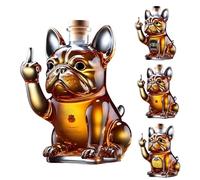 Funny French Bulldog Whiskey Bottle, Bulldog Shaped Glass, 3D Middle Finger Dog Wine Bottle - Unique Whiskey Decanter Gift for Men, Dad, Bar & Home Decor (A)