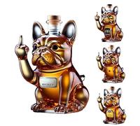 Funny French Bulldog Whiskey Bottle, Bulldog Shaped Glass, 3D Middle Finger Dog Wine Bottle - Unique Whiskey Decanter Gift for Men, Dad, Bar & Home Decor (B)
