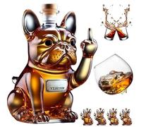 Funny French Bulldog Whiskey Bottle, Middle Finger Statue Whiskey Decanter, Unique Wine Decanter Decanter Sets for Men,Empty Wine Bottle Home Bar Decoration C