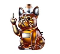 Funny French Bulldog Whiskey Bottle,Middle Finger Statue Whiskey Decanter,Unique Wine Decanter Decanter Sets for Men,Empty Wine Bottle Home Bar Decoration (Type C)
