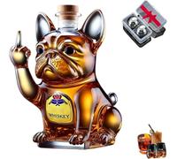 Funny French Bulldog Whiskey Decanter - 3D Middle Finger Design with Engraved Bulldog Glasses - Unique Gifts for Men, Dad, or Husband - Perfect for Home Bar