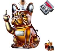 Funny French Bulldog Whiskey Decanter - 3D Middle Finger Design with Engraved Bulldog Glasses - Unique Gifts for Men, Dad, or Husband - Perfect for Home Bar
