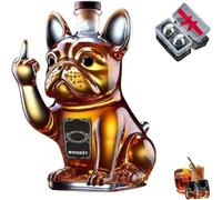 Funny French Bulldog Whiskey Decanter - 3D Middle Finger Design with Engraved Bulldog Glasses - Unique Gifts for Men, Dad, or Husband - Perfect for Home Bar