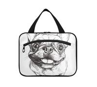 Funny French Bulldog White Hanging Toiletry Bags for Women with Hook, Designer Accessories Waterproof Toiletry Bag for Travelers Vacation bolsas para maquillaje de Mujer L