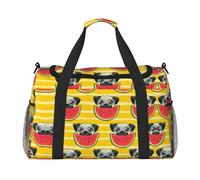 Funny French Bullfighting Watermelon Print Everyday Use Travel Duffle Bag Large Capacity Travel Bag Stylish Functional Bag, Black, One Size