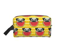 Funny French Bullfighting Watermelon Print Portable Travel Toiletry Storage Bag Large Capacity 600D Polyester Cosmetic Storage Bag