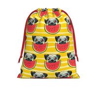 Funny French Bullfighting Watermelon print Super soft velvet drawstring storage bag, fit for Halloween promotion multifunctional bag