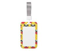Funny French Bullfighting Watermelon Printed Id Badge Holder with Neck Strap Vertical Waterproof Name Card Holder for Office School