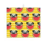 Funny French Bullfighting Watermelon Printing Fashion Kitchen Drying Mat,Water Absorbent Mat with Lanyard for Kitchen Countertops,Tabletops