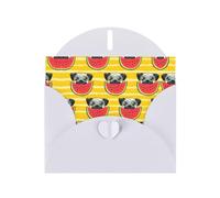 Funny French Bullfighting Watermelon Printing Horizontal Love Buckle Pearl Paper Holiday Greeting Card With Envelopes For Friends, Family
