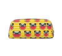 Funny French Bullfighting Watermelon Printing Leather Pencil Pouch Pen Case Elegant and Practical Bag for Students Perfect for Office School