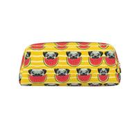 Funny French Bullfighting Watermelon Printing Leather Pencil Pouch Pen Case Elegant and Practical Bag for Students Perfect for Office School