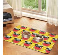 Funny French Bullfighting Watermelon Printing Pet Absorbent Leather Tablecloth,Pet Absorbent Leather Mat,Tidy Feeding Area For Dogs, Cats,Pets
