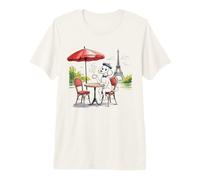 Funny French Poodle Paris Cafe Eiffel Tower Cappuccino Premium T-Shirt