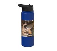 Funny Frenchie Bulldog Drinking Iced Coffee Funny Meme Stainless Steel Insulated Water Bottle