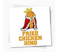 Funny Fried Chicken King Card Square | Humorous Birthday Father's Day Joke Greeting for Him Dad Men Husband | Foodie Crown Royal Sarcastic Novelty - 128