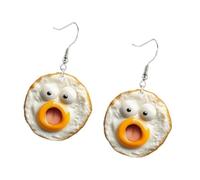Funny Fried Egg Earrings - Acrylic Food Dangle Jewelry, Quirky Breakfast-Themed Accessories for Women Gifts & Casual Wear