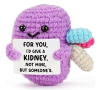 Funny Friendship Gift - Purple Crochet Kidney Plush with “I’d Give a Kidney (Not Mine)” Quote Card - Gag Gift for Friends, Med Students, Nurses, Organ-Donation Humor