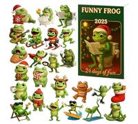 Funny Frog Advent Calendars 2025, 24 Days Christmas Countdown Advent Calendars with 2D Flat Acrylic Frog Ornaments for Kids Adults (Green)