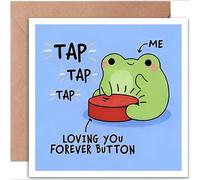Funny Frog Anniversary Card Loving You Forever Blank Inside for Couple Husband Wife Wedding Cute Kawaii Design with Kraft Envelope