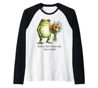 Funny Frog Apology Wildflower Bouquet Raglan Baseball Tee