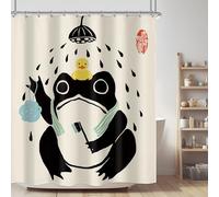 Funny Frog Asian Traditional Japanese Rubber Bathroom Shower Curtain Set