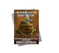 Funny Frog Birthday Card - Hilarious Ageing Humour - Grumpy Animal Design for Him Her Friends - Blank Inside JBS91