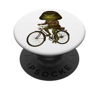 Funny Frog Bob Haircut Meme Cottagecore Frog Riding Bike PopSockets Adhesive PopGrip