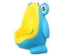 Funny Frog Boy Urinal, Kids Pee Trainer with Rotating Windmill Aiming Target, Children Potty Toilet Training, Easy Adjustable Height, Washable, Easy to Clean, Green or Blue Colour (Blue)