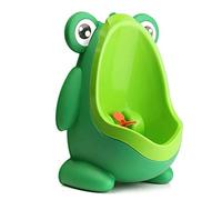 Funny Frog Boy Urinal, Kids Pee Trainer with Rotating Windmill Aiming Target, Children Potty Toilet Training, Easy Adjustable Height, Washable, Easy to Clean, Green or Blue Colour (Green)