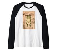 Funny Frog Cherry Blossom Edo Vintage Japanese Ukiyo-E Art Raglan Baseball Tee