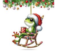 Funny Frog Christmas Ornament, Vibrant Animal 2 Side Printed Frog Christmas Tree Ornaments, Animal Keepsake Acrylic Ornament, Tree Decorations - Funny Frog Ornament, Frog in Santa Hat Ornament