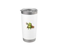 Funny Frog Coffee Lover Drinker Caffeine Humor Heroic Pose Stainless Steel Insulated Tumbler