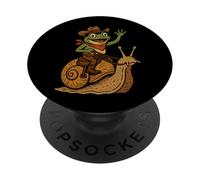 Funny Frog Cowboy Riding Snail Western Art PopSockets Adhesive PopGrip