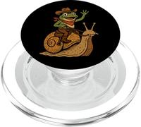 Funny Frog Cowboy Riding Snail Western Art PopSockets PopGrip for MagSafe