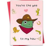 Funny Frog Cowboy Valentine's Day Card - Humorous Unique Anniversary Greeting Card Gift for Women Men Him Her