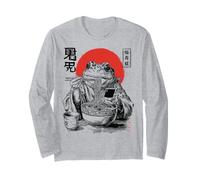 Funny Frog Eat Ramen Scroll Phone Funny Japanese Brainrot Long Sleeve T-Shirt